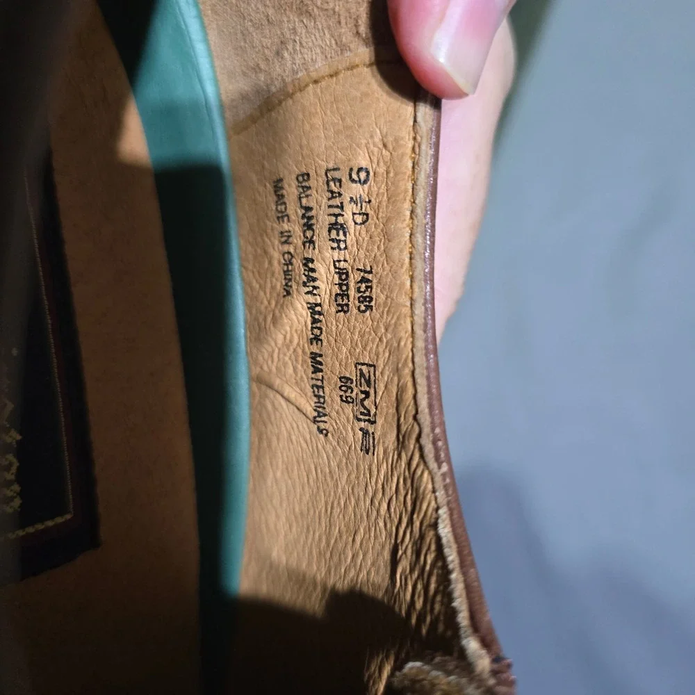 Barrington Leather Oxford Shoes Mens 9.5 D Brown Lug Sole Apron Toe 74585